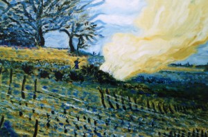 Burning pruned vines